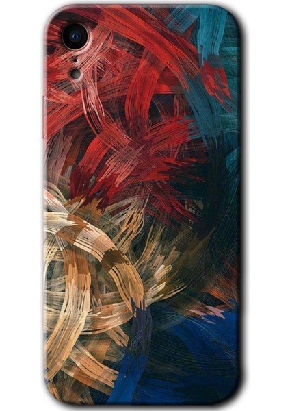 Apple iPhone Xr Kılıf Hd Desen Baskılı Arka Kapak + Kırılmaz Cam - Karma Boyalar