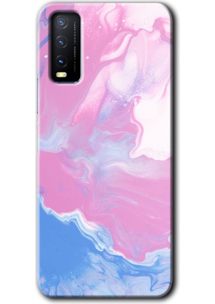 Vivo Y20S Kılıf Hd Desen Baskılı Arka Kapak + Kırılmaz Cam - Liquid Lekeleer Art