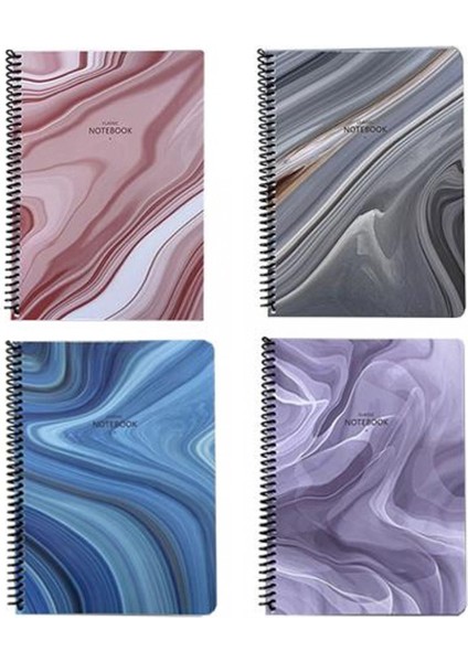 Spiralli Kareli Defter 16.5X22.5CM 80 Yaprak Desenli Classic Marble
