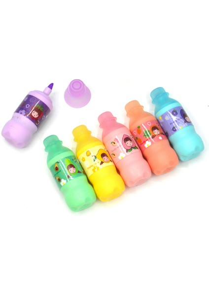 Meyve Suyu Şişesi Şekilli Işaretleme Kalem Seti 6'lı Pastel Renkler