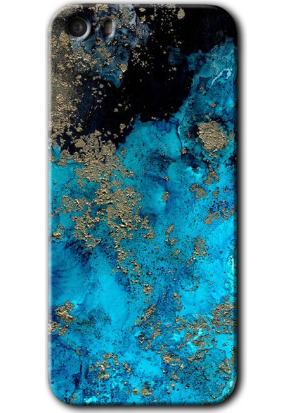 Apple iPhone 5s Kılıf Hd Desen Baskılı Arka Kapak + Kırılmaz Cam - Klas Mermer