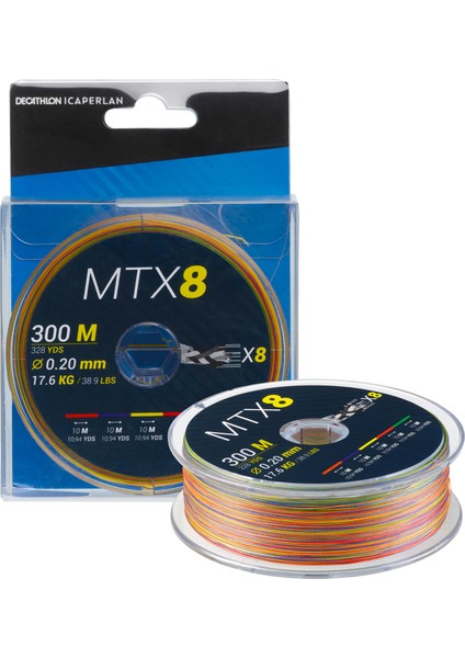 Caperlan Deniz Balıkçılığı 8 Bükümlü Örgü Misina - 300 M - 16/100 - Çok Renkli - Mtx8