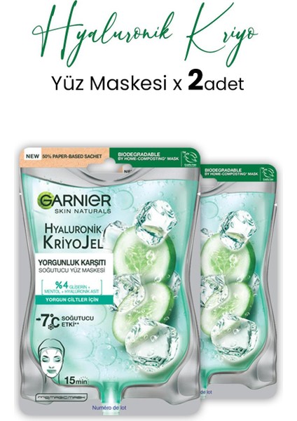 Soğutucu Yüz Maskesi Hyaluronik Kriyo Jel 27 gr x 2 Adet