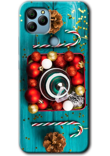 General Mobile Gm 22 Plus Kılıf Hd Desen Baskılı Arka Kapak + Kırılmaz Cam - Christmas