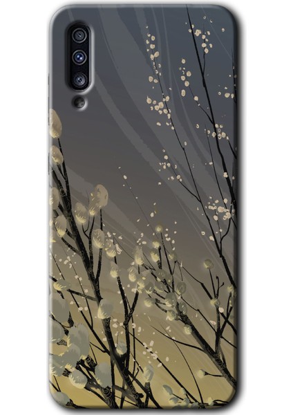 Galaxy A30S Kılıf Hd Desen Baskılı Arka Kapak + Kırılmaz Cam - Branches Flowers