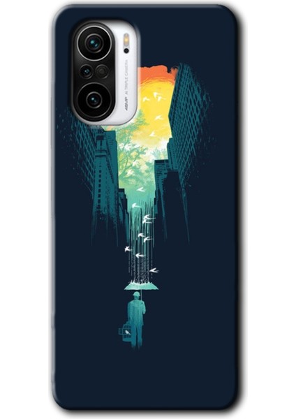 Redmi K40 Kılıf Hd Desen Baskılı Arka Kapak - City Bird Sky