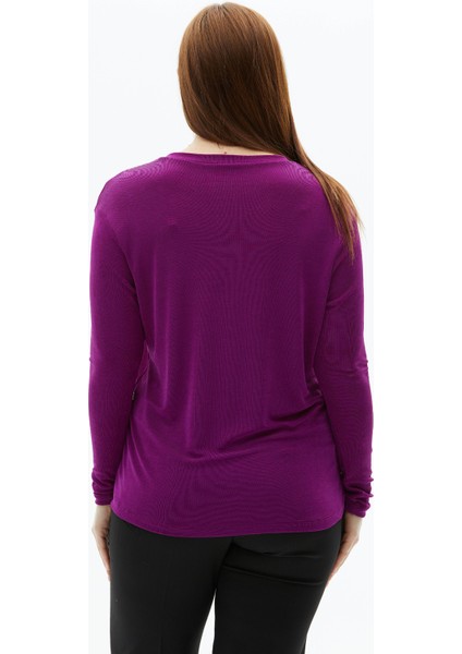 V Yaka Düz Fuşya Kadın Bluz 23YSL8493 fırsatları