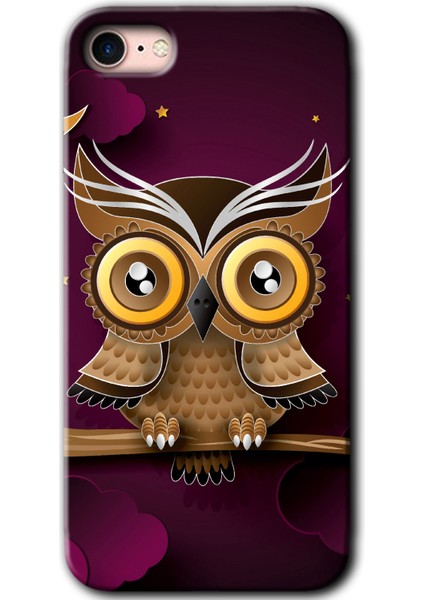 Apple iPhone Se 2022 Kılıf Hd Desen Baskılı Arka Kapak + Esnek Nano Cam - Owl Bird Branch