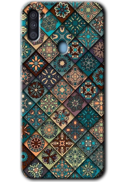 Galaxy M11 Kılıf Hd Desen Baskılı Arka Kapak + Kırılmaz Cam - Mandala Desen