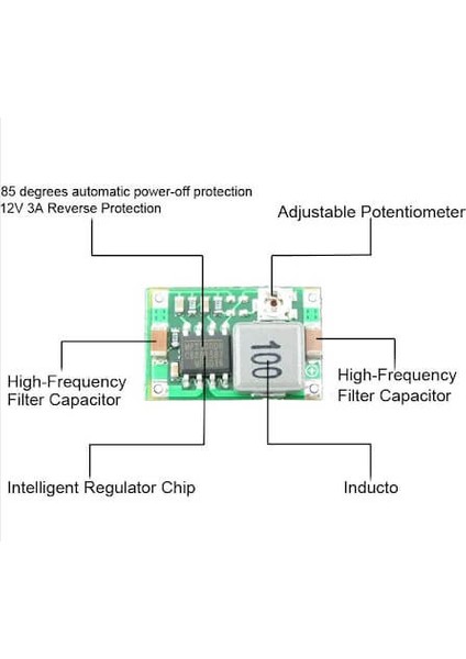 2A Mini Ayarlanabilir Voltaj Düşürücü Regülatör Kartı Step Down Devresi