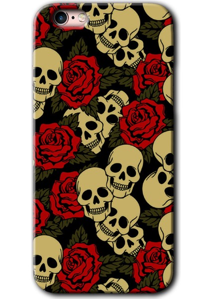 iPhone 6 Plus Kılıf Hd Desen Baskılı Arka Kapak + Kırılmaz Cam - Kurukafa Aşk