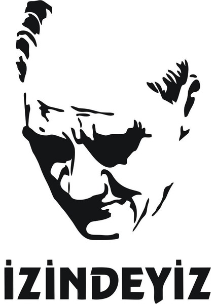 Atatürk Silüet Detaylı Izindeyiz Sticker