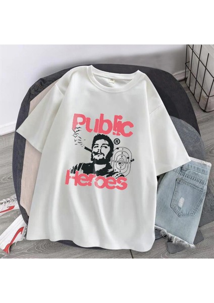 Public Heroes Baskılı Beyaz Oversize T-Shirt fiyatları