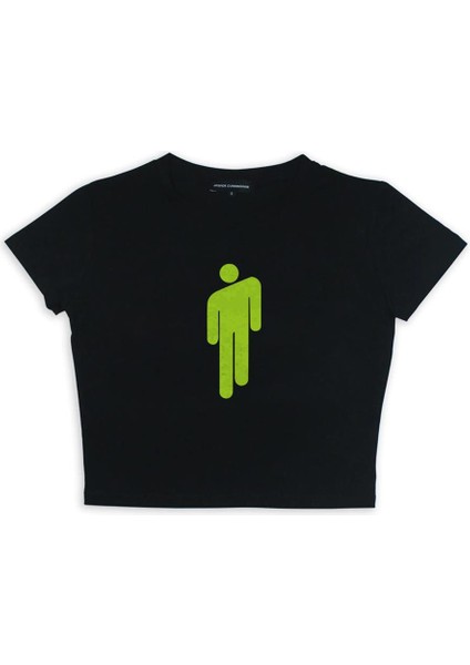 Billie Eilish Logo Baskılı Siyah Crop fiyatları