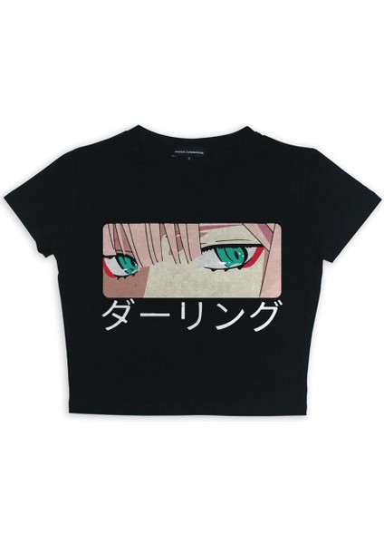 Zero Two Eyes Baskılı Siyah Crop fiyatları