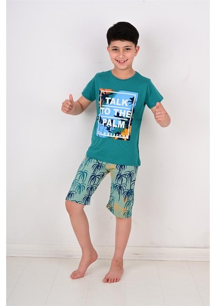 Erkek Çocuk Kısa Kollu Pijama Takımı Palm Beache Yeşil fiyatları