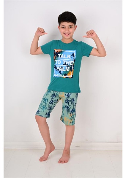 Erkek Çocuk Kısa Kollu Pijama Takımı Palm Beache Yeşil modelleri