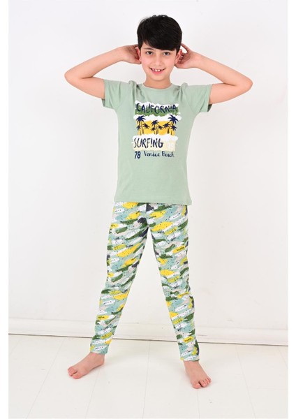 Erkek Çocuk Kısa Kollu Pijama Takımı California Yeşil fiyatları
