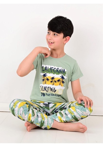 Erkek Çocuk Kısa Kollu Pijama Takımı California Yeşil fırsatları