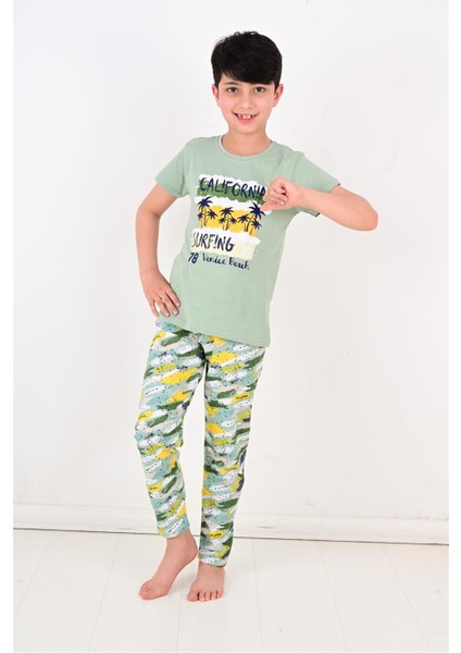 Erkek Çocuk Kısa Kollu Pijama Takımı California Yeşil indirimleri