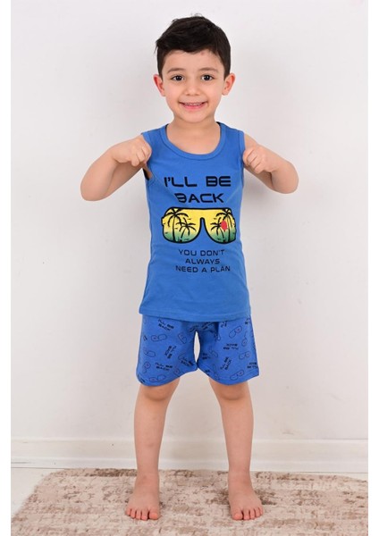 Erkek Çocuk Askılı Pijama Takımı Will Be Back Lacivert