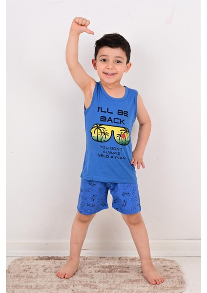 Erkek Çocuk Askılı Pijama Takımı Will Be Back Lacivert