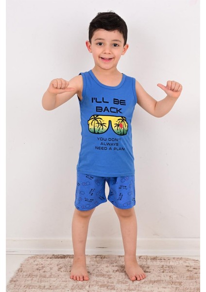 Erkek Çocuk Askılı Pijama Takımı Will Be Back Lacivert