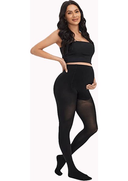 Kadın Hamile Külotlu Çorabı 80DEN Esnek Yumuşak Ek Parçalı Büyük Beden