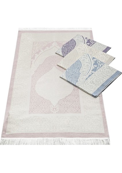 Hediyelik Seccade, Inci Tesbih, Çanta Boy Kur'an-I Kerim, Asetat Kutulu (26×23) Set Pembe