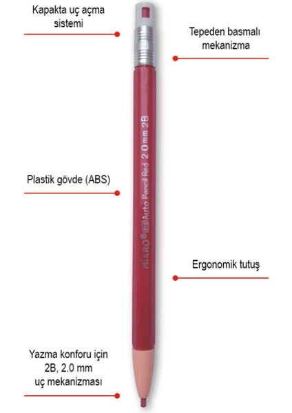 Kırmızı Kalem 618-48 Kırmızı Versatil Kalem 2.00 mm