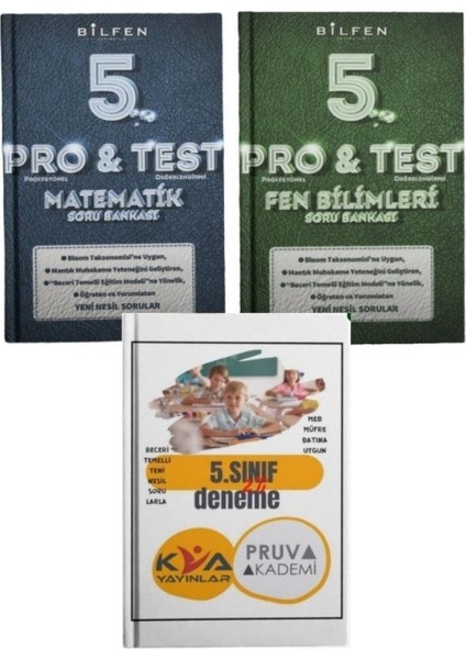 5. Sınıf Pro Test 2'li Kitap (Matematik Ve Fen Bilimleri) Set - Kva Pruva Akademi 2'li Deneme