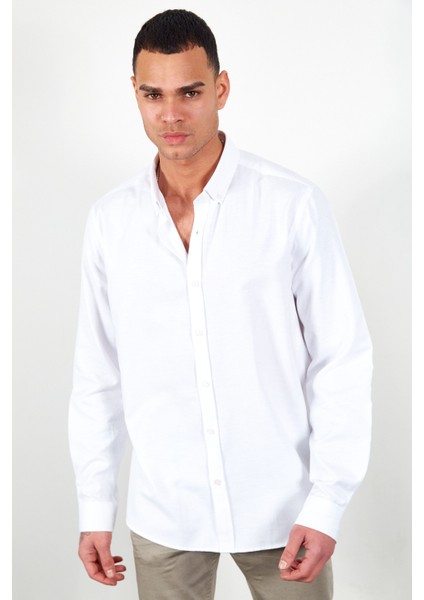 Beyaz Erkek Kolay Ütülenebilir Standart Fit Normal Kesim Oxford Gömlek fiyatları