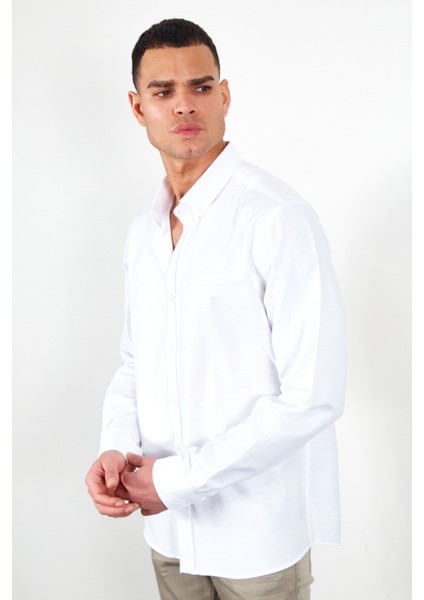 Beyaz Erkek Kolay Ütülenebilir Standart Fit Normal Kesim Oxford Gömlek fırsatları