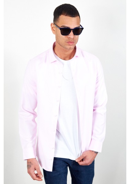 Pembe Erkek Kolay Ütülenebilir Standart Fit Normal Kesim Oxford Gömlek fiyatları