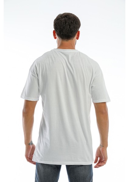 Moonlife Beyaz Erkek Oversize Düz Tişört indirimleri