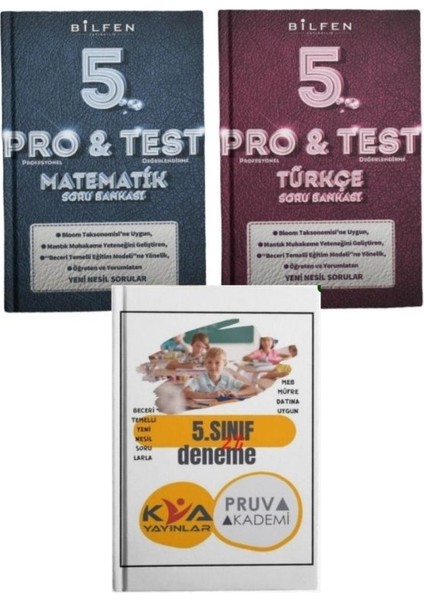 5. Sınıf Pro Test 2'li Kitap (Matematik Ve Türkçe) Set - Kva Pruva Akademi 2'li Deneme