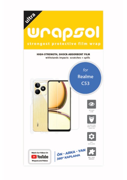 Realme C53 360 Derece Full Body Kaplama Ön Arka ve Yan Koruyucu Film