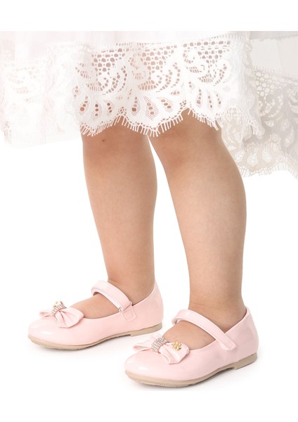 Cırtlı Fiyonklu Kız Çocuk Babet Ayakkabı Ege 201 Rugan