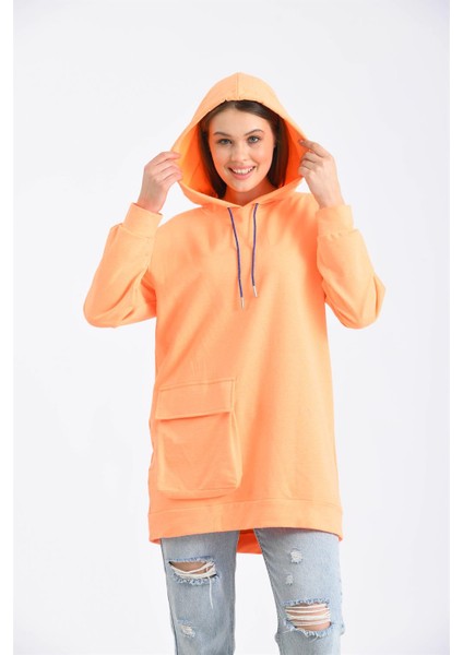 Kadın Iki Ip Kapşonlu Sweatshirt Orange