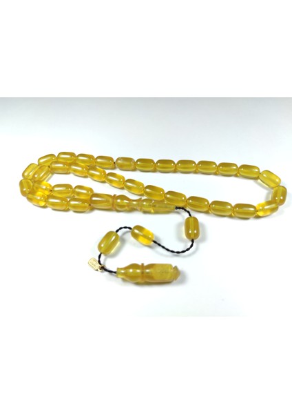 Iskeçe Tesbih Ayhan Turan Usta Işi Imzalı Mühürlü Sıkma Kehribar 2541