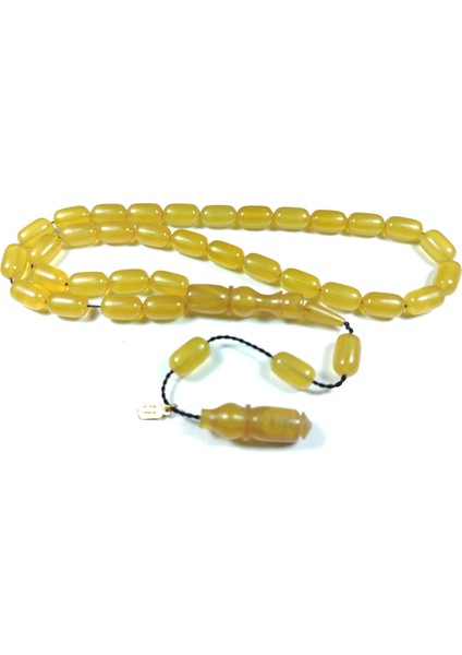 Iskeçe Tesbih Mehmet Mercan Usta Işi Imzalı Mühürlü Zar Kehribar Model 2522