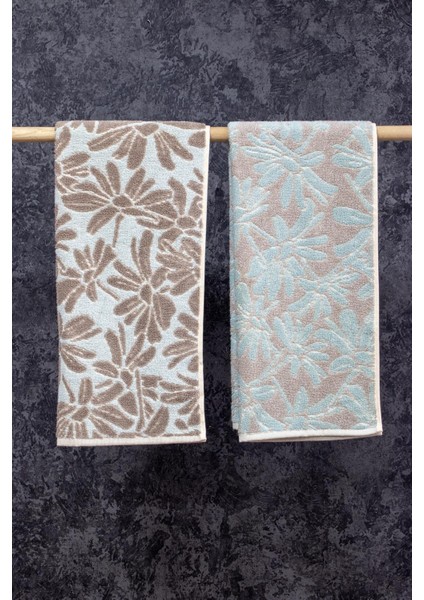 Penye Pamuğu 50 x 100 cm İpliği Boyalı 2'li Set Flower V1