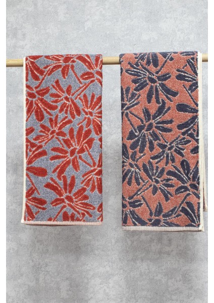 Penye Pamuğu 50 x 100 cm İpliği Boyalı 2'li Set Flower V2