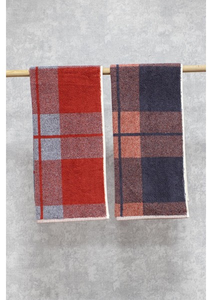 Penye Pamuğu 50 x 100 cm İpliği Boyalı 2'li Set Ekose V2