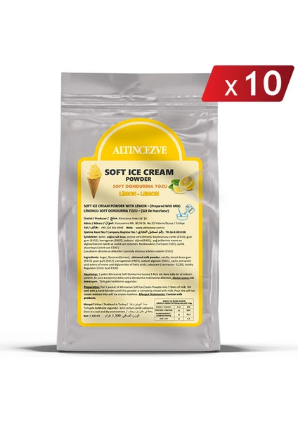 Soft Dondurma Tozu Limonlu 1.300 gr x 10 Adet - 5l (Süt)