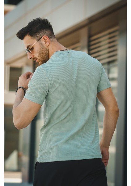 Ritmo Ritim Desen Baskılı Slim Fit Likralı Erkek Tshirt