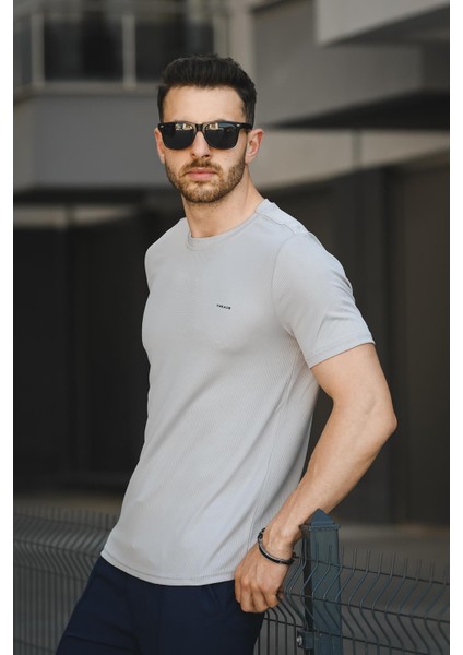 THEA3B Jakar Kumaş Slim Fit Likralı Basic Erkek Tshirt