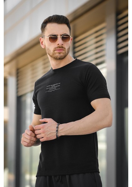 Ritmo Ritim Desen Baskılı Slim Fit Likralı Erkek Tshirt modelleri