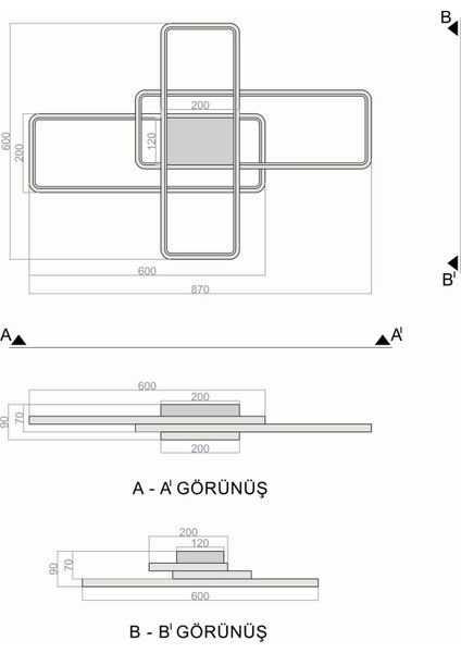 voxlamp lighting solutions Plafonyer Led Avize Mini Oblong 87 x  60 cm