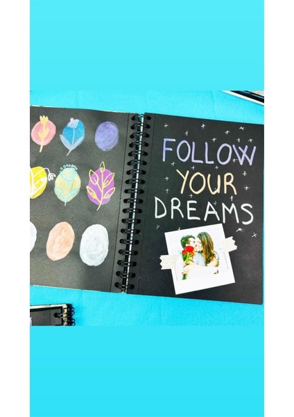 Badem Çiçeği Tasarımlı 23X16CM Siyah Yaprak Sketch Book - Eskiz Defteri fiyatları